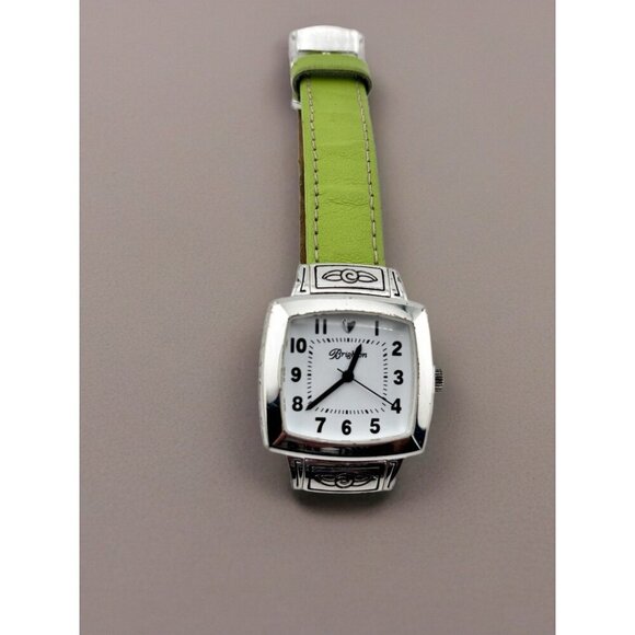 Brighton Orchard Wrist Watch Silver Case Green Leather Strap Watch New Battery - Picture 7 of 7